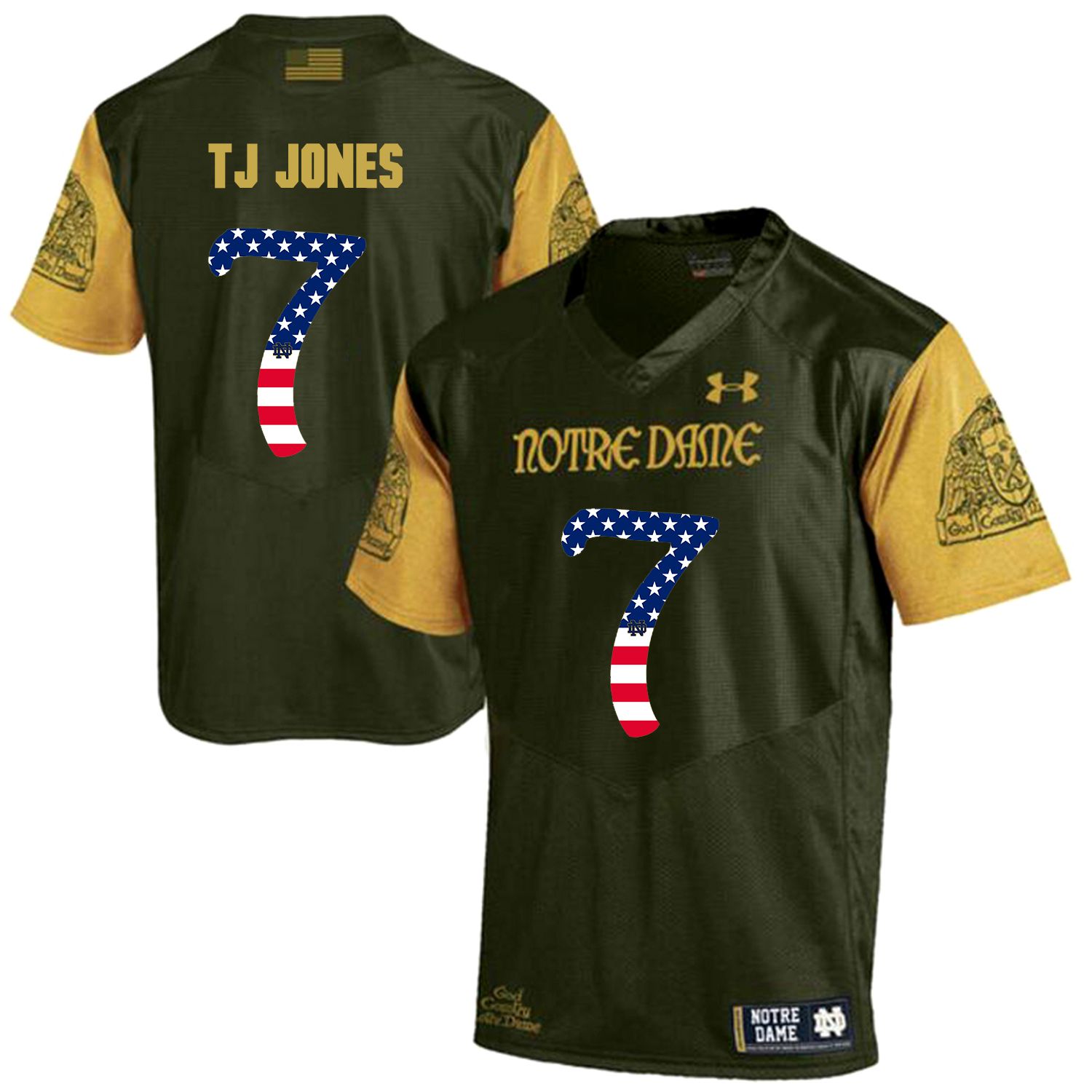 Men Norte Dame Fighting Irish 7 Tj Jones Green Flag Customized NCAA Jerseys